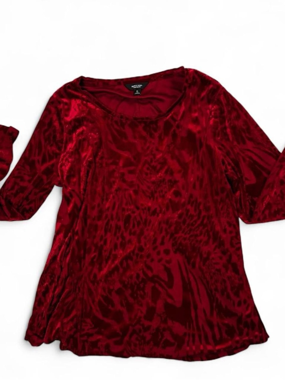 Red Velvet Burnout Long Sleeve Top Womens XL Whimsigoth Vampire Romantic